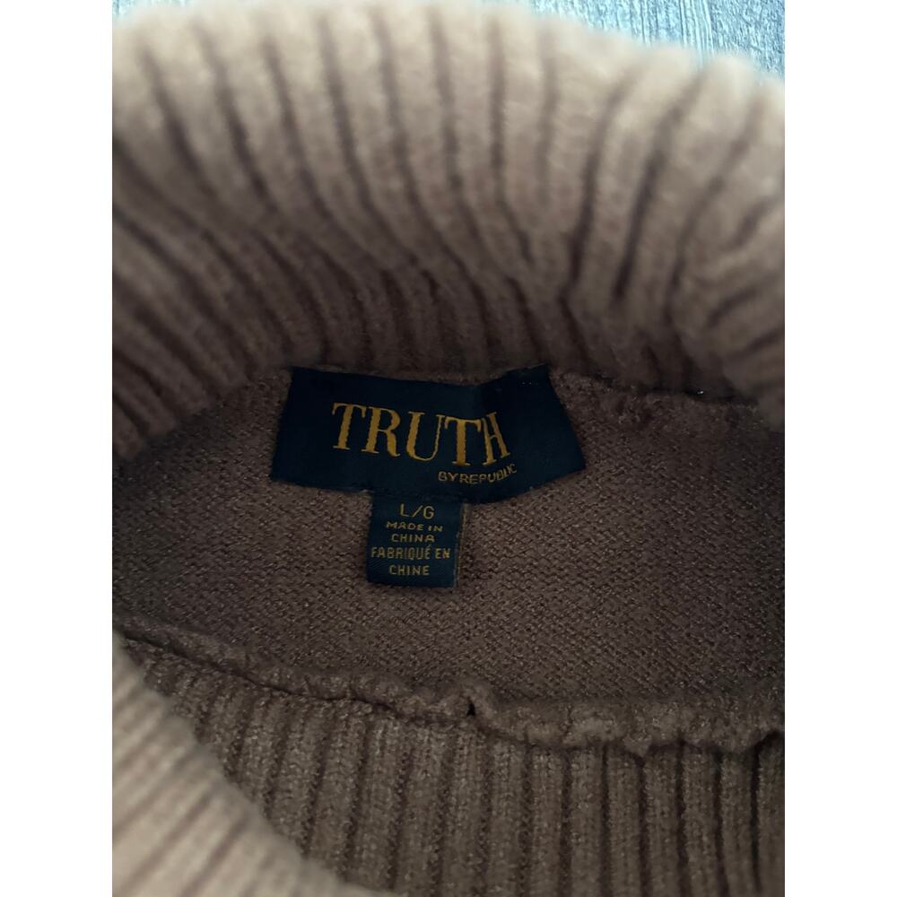 Truth Brown Chevron Pattern Turtleneck Sweater - image 2